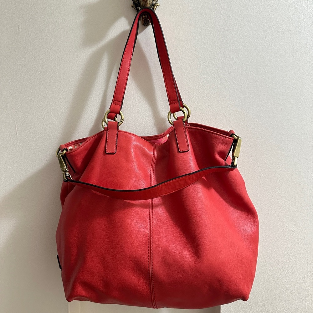 Niki JODI Red Leather Tote Bag
